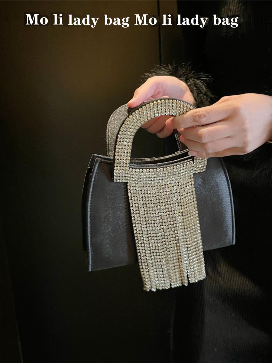 Women'S Young Bags - Glanzend kwastontwerp, diamantvormige kleine vierkante zijden