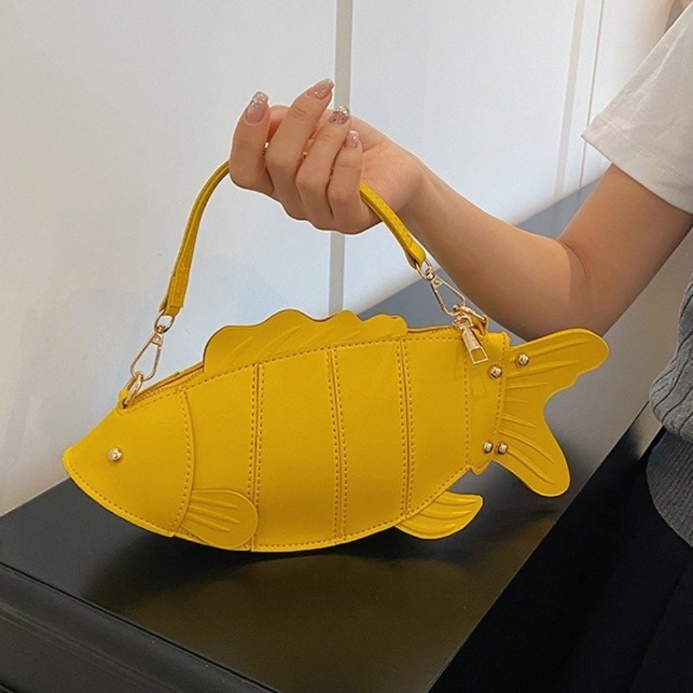Hobo Bag Slouchy - Creatieve simulatie visvormige crossbodytas Kunstleer Klinknagel