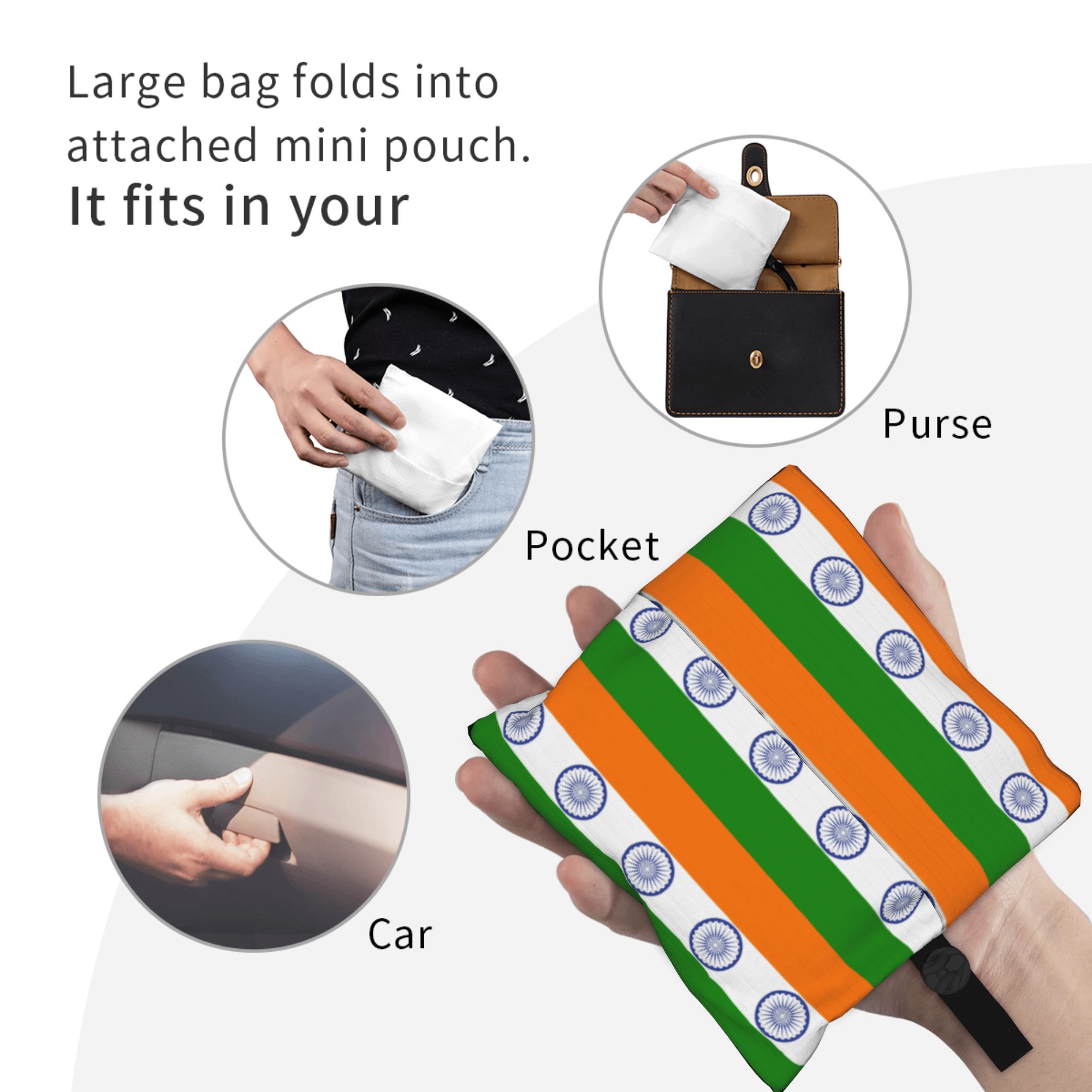 Herbruikbare vlag van India bo - Women Bags India recensie en prijs