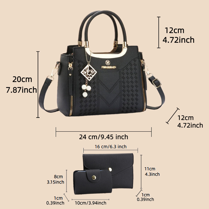 3-delige handtasset van lychee - Women Bags Daily Use recensie en prijs