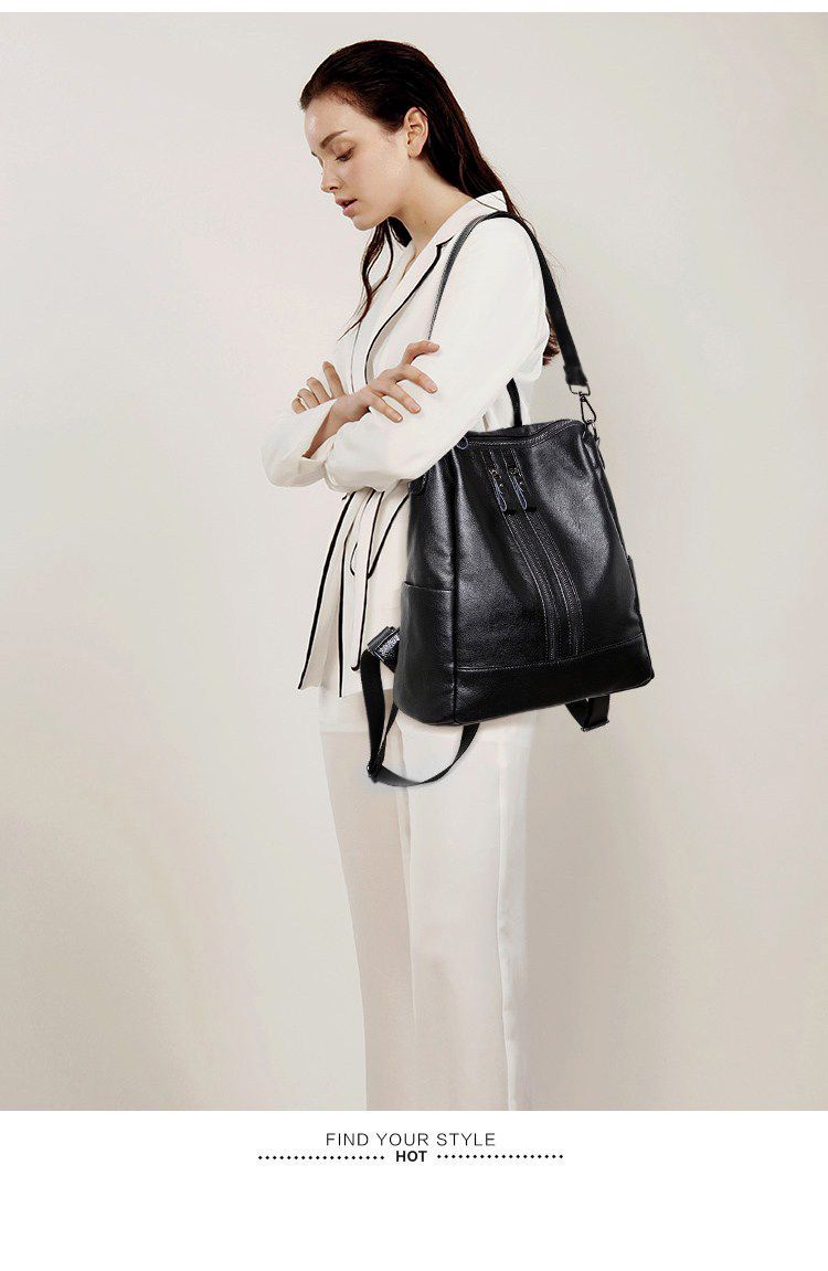 Dames Zacht Leren Rugzak Schoo - Women Bags Office recensie en prijs