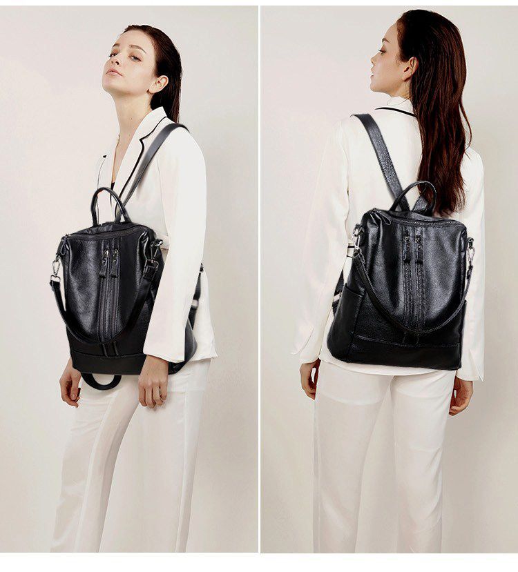 Dames Zacht Leren Rugzak Schoo - Women Bags Office recensie en prijs